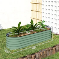 Outsunny 6.4' x 2' x 1.4' Galvanized Raised Garden Bed Kit, Metal Planter Box with Safety Edging, Green(m-3)