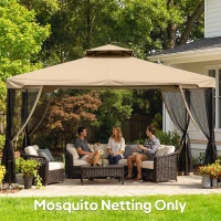 Outsunny Replacement Mosquito Netting for Gazebo 10' x 12' Black Screen Walls for Canopy with Zippers, Beige(m-9)
