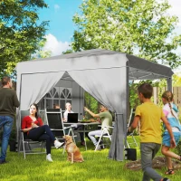 Outsunny 10 x 10 ft Pop Up Canopy Tent with Sidewalls, UPF50+ Outdoor Portable Instant Canopy Shelter with Carry Bag, Light Gray(m-2)