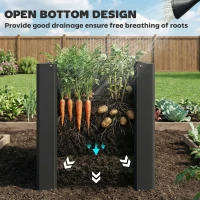 Outsunny Raised Garden Bed Galvanized Planter Box Outdoor with Gloves for Gardening Vegetables, Flower, Herb, 1.4 x 1.4 x 1.5 ft, Black(m-5)
