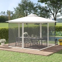 Outsunny Replacement Mosquito Netting for Gazebo 10' x 13' Black Screen Walls for Canopy with Zippers(m-8)