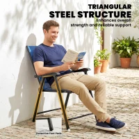 Outsunny Folding Patio Chairs Set of 4, High Back Outdoor Dining Chairs with Breathable Mesh Seat for Lawn, Deck, Blue(m-7)