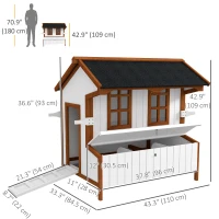 PawHut 47" Chicken Coop Wooden Chicken House Rabbit Hutch Raised Poultry Cage Portable Hen Pen Backyard(m-3)