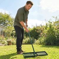 Outsunny Lawn Leveling Rake, 30" x 10" Heavy Duty Yard Leveling Rake with 66.5" Handle for Backyard, Golf Course(m-8)