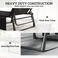 Outsunny 75 cm Wide Folding Chaise Lounge Chair Outdoor Tanning Chair, Camping Cot with Cushion, Side Pocket, Dark Grey(m-10)