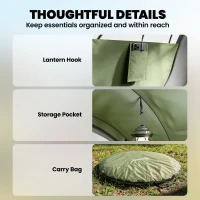 Outsunny Family Tent  Pop-Up Camping Tent with 2 Doors 2 Windows for 4-5 Person Waterproof Green(m-10)
