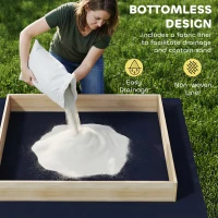 Qaba Wooden Sandbox with Digger, Kids Sandbox with 360° Rotating Seat & Bottom Liner, 72" x 35" x 22"(m-9)