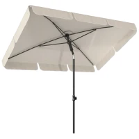 Outsunny 6' x 4' Patio Umbrella with Tilt, Rectangular Outdoor Umbrella for Garden, Beige(m-11)