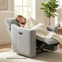 HOMCOM Power Recliner Chair, Linen-look Fabric Upholstered Recliner Chair with USB Ports, Footrest, Grey(m-9)