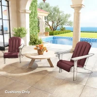 Outsunny Set of 2 Patio Chair Cushions, High Back Adirondack Chair Cushion with Ties, High-Density Foam, Wine Red(m-9)