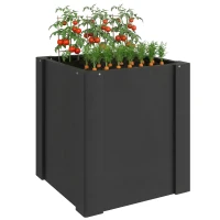 Outsunny Raised Garden Bed Galvanized Planter Box Outdoor with Gloves for Gardening Vegetables, Flower, Herb, 1.4 x 1.4 x 1.5 ft, Black(m-11)