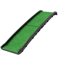 PawHut Folding Dog Ramp for Car, 61 Inches Portable Pet Ramp with Non Slip Grass Surface, Raised Side Rails(m-1)