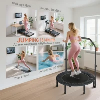 Soozier 40" Foldable Mini Trampoline, Rebounder Trampoline for Adults with Adjustable Foam Handle, Black(m-7)