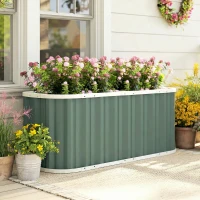 Outsunny Galvanized Raised Garden Bed, Deep Root Planter Box, Outdoor Garden Bed with Plant Labels, 5' x 2' x 2', Light Green(m-1)