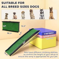 PawHut Folding Dog Ramp for Car, 61 Inches Portable Pet Ramp with Non Slip Grass Surface, Raised Side Rails(m-3)