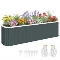 Outsunny Galvanized Raised Garden Bed, Deep Root Planter Box, Outdoor Garden Bed with Plant Labels, 7' x 2' x 2', Dark Grey(m-11)
