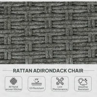 Outsunny Wicker Adirondack Chair, PE Rattan Outdoor Fire Pit Chair Muskoka Chair with Cushions, Heather Grey(m-4)