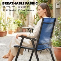 Outsunny Folding Patio Chairs Set of 2, High Back Outdoor Dining Chairs with Breathable Mesh Seat for Lawn, Deck, Blue(m-6)