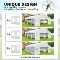 Outsunny Heavy Duty Party Tent, 19.5' x 39' Large Sun Shade Canopy Tent for Parties, Wedding, Events, BBQ Grill, White(m-8)