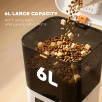 PawHut Automatic Cat Feeder with App Control Smart Cat Food Dispenser 10s Voice Recorder 6L(m-6)