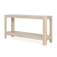 Elegant Farmhouse Console Table with Knot-Free Pine Legs, Accent Sofa Table with Solid Wood Veneer Top, 59" L x 15.5" W x 30" H, Natural(m-14)