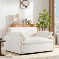 Modern Single Chenille Sofa with Extra-Wide 42.5-Inch Seat, Comfortable Armchair for Bedroom and Living Room, 50" L x 43" W x 34" H, White(m-1)
