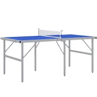 Soozier Portable Ping Pong Table Set, Table Tennis Table w/ Net, 2 Paddles, 3 Balls for Outdoor and Indoor, Easy Assembly, Blue(m-11)