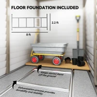 Outsunny 4.6' x 9' Outdoor Storage Shed, Lean to Metal Shed with Foundation Kit, Lockable Doors and Gloves for Patio, Lawn, Brown(m-5)