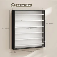 HOMCOM 7-Tier Display Cabinet, Shot Glass Display Case, Glass Curio Cabinet with Glass Doors, Black and White(m-3)