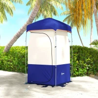 Outsunny Camping Shower Tent, Portable Privacy Shelter with Solar Shower Bag, Removable Floor and Carrying Bag, Blue(m-10)
