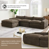 Modular Sectional Sofa with High-Density Foam and Pocket Springs, Oversized Compressed Sofa for Living Room, 116" L x 72" W x 28" H, Brown(m-4)