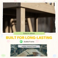 Qaba Two-Story Outdoor Playhouse, Wooden Kids Playhouse with Slide, Bench, BBQ Play Kitchen, Ladder, Lookout Platform, Clock(m-5)