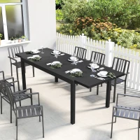 Outsunny Expandable Patio Dining Table for 8-10 People, 60.6"-84.3" Aluminum Outdoor Dining Table with Adjustable Foot Pads(m-1)
