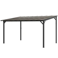 Outsunny 10' x 14' Hardtop Gazebo Wall-Mounted / Free Standing Outdoor Pergola with UPF 50+ & Waterproof Polycarbonate Roof(m-2)