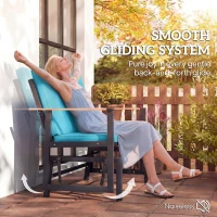 Outsunny Outdoor Glider Bench for 2 Person, Patio Glider Loveseat with Thick Cushions for Garden Balcony Porch, Navy Blue(m-4)