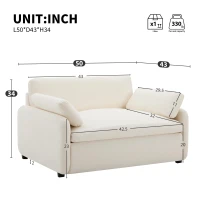 Modern Single Chenille Sofa with Extra-Wide 42.5-Inch Seat, Comfortable Armchair for Bedroom and Living Room, 50" L x 43" W x 34" H, White(m-3)