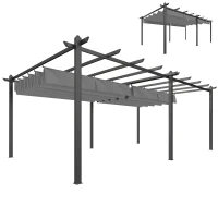 Outsunny 11.7' x 19.6' Retractable Pergola Canopy, Aluminum Pergola for Grill, Patio, Garden, Deck(m-2)
