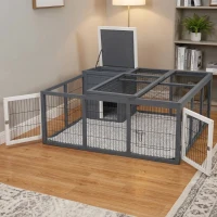 PawHut Rabbit Hutch, Waterproof Rabbit House for Small Animals, Gray(m-10)