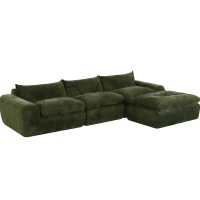 Modular Sectional Sofa with High-Density Foam and Pocket Springs, Oversized Compressed Sofa for Living Room, 116" L x 72" W x 28" H, Green(m-12)