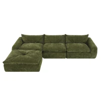 Modular Sectional Sofa with High-Density Foam and Pocket Springs, Oversized Compressed Sofa for Living Room, 116" L x 72" W x 28" H, Green(m-2)