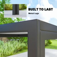 Outsunny Outdoor Dining Table for 4-6, 59" Outdoor Patio Table with Metal Legs, Wood-Effect Top, Grey(m-6)