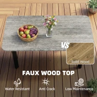 Outsunny Outdoor Garden Coffee Table, Patio Table with Slatted Wood Plastic Composite Top and Steel Frame, Grey(m-4)