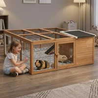 PawHut Rabbit Hutch, Waterproof Rabbit House for Small Animals, Natural(m-10)
