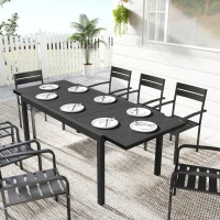 Outsunny Expandable Patio Dining Table for 8-10 People, 60.6"-84.3" Aluminum Outdoor Dining Table with Adjustable Foot Pads(m-8)