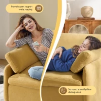 Modern Single Chenille Sofa with Extra-Wide 42.5-Inch Seat, Comfortable Armchair for Bedroom and Living Room, 50" L x 43" W x 34" H, Yellow(m-5)