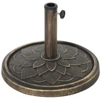 Outsunny Round Patio Umbrella Base, 26 lbs Resin Umbrella Stand Base, Heavy Duty Patio Umbrella Holder, Bronze(m-11)