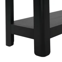 Elegant Farmhouse Console Table with Knot-Free Pine Legs, Accent Sofa Table with Solid Wood Veneer Top, 59" L x 15.5" W x 30" H, Black(m-12)