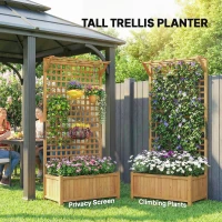 Outsunny Wood Planter with Trellis for Vine Climbing, Raised Garden Bed, Privacy Screen for Backyard, Patio, Deck, Yellow(m-4)