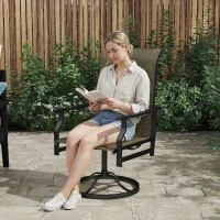 Outsunny Patio Swivel Chair Set of 2, Swivel Rocker Outdoor Chairs with High Back, for Lawn Garden Backyard Deck, Brown(m-10)