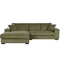 Large Corner Sectional Sofa with Extra-Thick Cushions, Comfortable Upholstered Couch for Living Room, 111.5" L x 59" W x 32" H, Green(m-2)